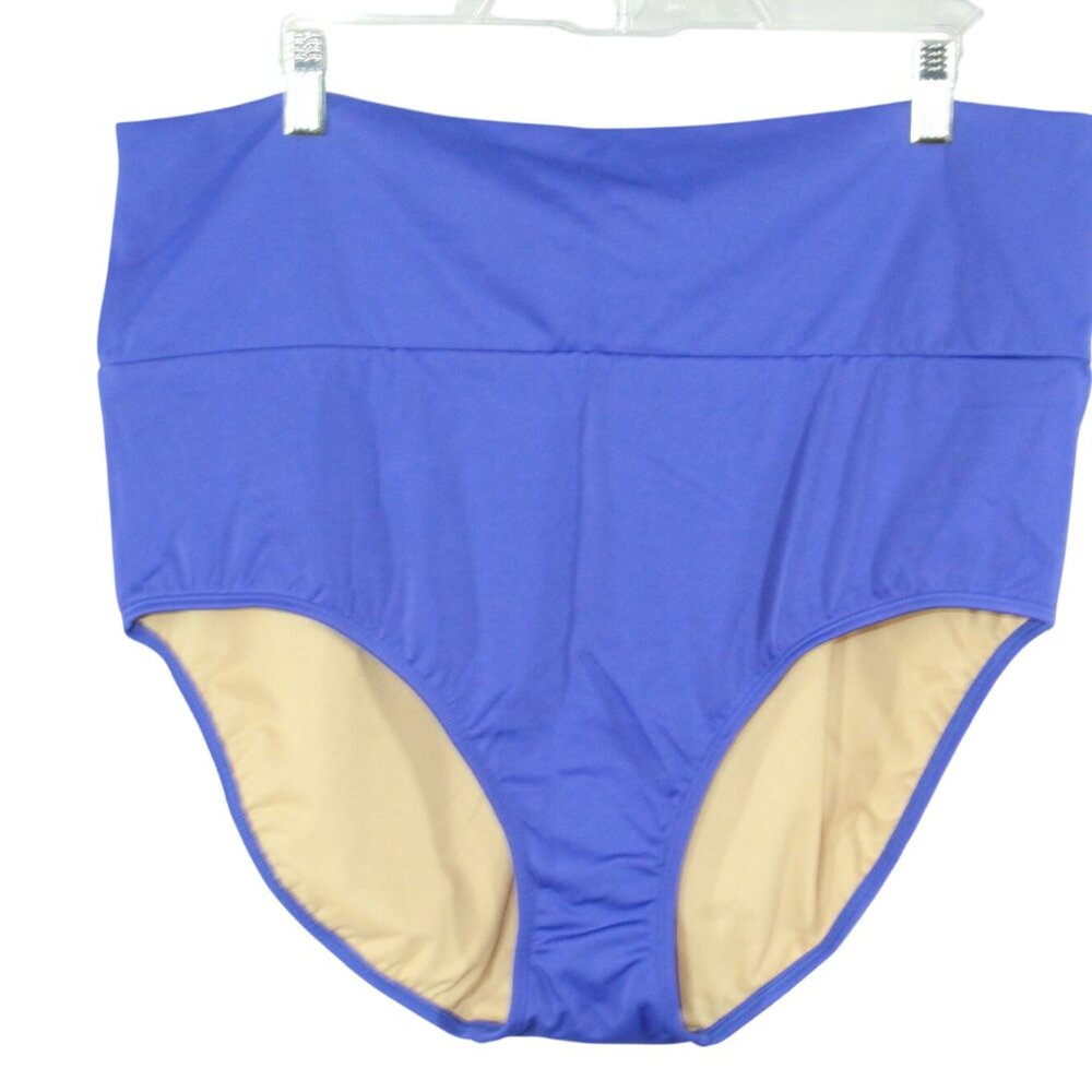NWOT LL Bean Blue High-Waist Shaping Swimwear Bikini Bottom Size 20W Reg UPF 50+